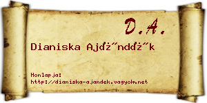 Dianiska Ajándék névjegykártya